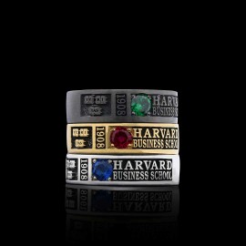 Special Design Steerling Silver Harvard Business School Class Band Ring