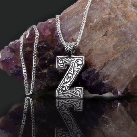 Special Design Sterling Silver Handmade Monogram Z Letter Necklace