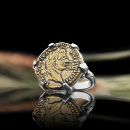 Special Design Sterling Silver Old Rome Coin Women Ring