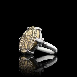 Special Design Sterling Silver Old Rome Coin Women Ring