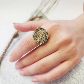Special Design Sterling Silver Old Rome Coin Women Ring
