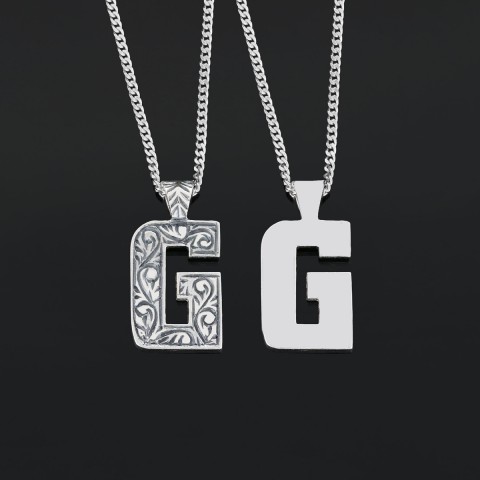 Special Handmade Silver Letter Monogram G Necklace