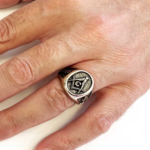 Special Lodge Silver Masonic Ring, Oval Masonic Ring, Master Mason Ring