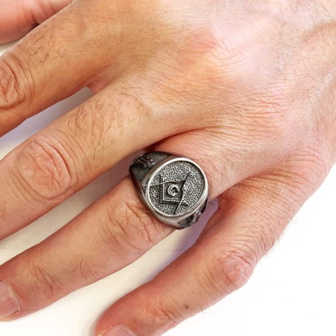 Special Lodge Silver Masonic Ring, Oval Masonic Ring, Master Mason Ring