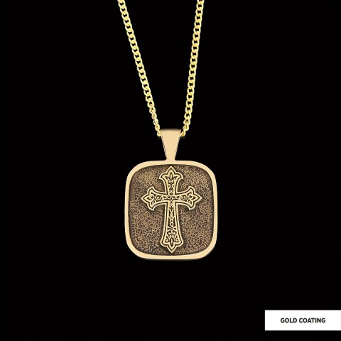 Specially Designed Silver Cross Pendants, Gold Plated Motif Cross Necklace, Square Cross Special Necklace