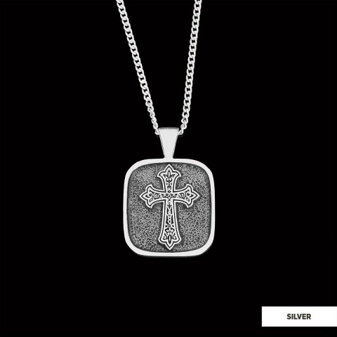 Specially Designed Silver Cross Pendants, Gold Plated Motif Cross Necklace, Square Cross Special Necklace