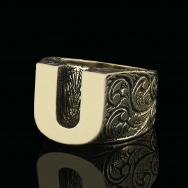 Specil Design Sterling Silver Letter U Monogram Ring