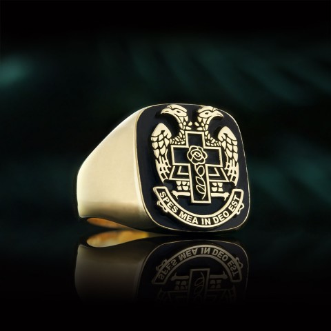 Spes Mea In Deo Est Masonic Ring, Freemasonic Ring, Master Mason Ring, Elegant Masonic Ring