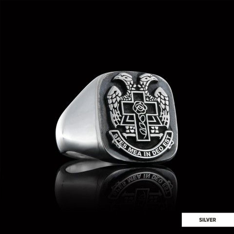Spes Mea In Deo Est Masonic Ring, Freemasonic Ring, Master Mason Ring, Elegant Masonic Ring