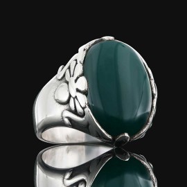 Turquoise Stone Silver Men Ring