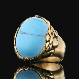 Turquoise Stone Silver Men Ring