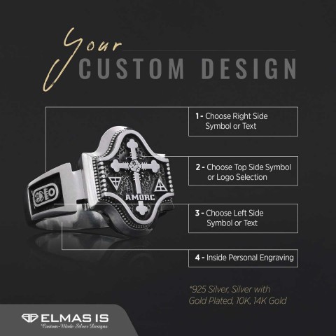 Spiritual Symbol of Ancient Ring, Rosicrucian Ring Amorc Ring, Custom Rousea Crucis Order Ring