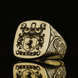 Square Celtic Design Engraved Family Ring
