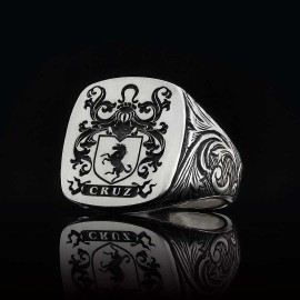 Square Celtic Design Engraved Family Ring
