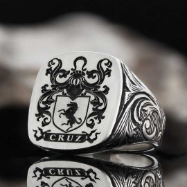 Square Celtic Design Engraved Family Ring