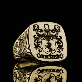 Square Celtic Design Engraved Family Ring