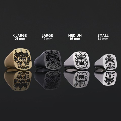 Square Engraved Family Crest Ring