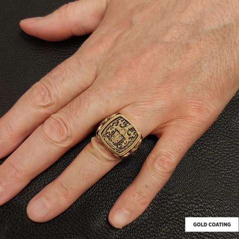Square Family Crest Ring, 925 Sterling Silver Family Ring
