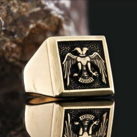 Square Ottoman Seljuk Eagle Ring Men