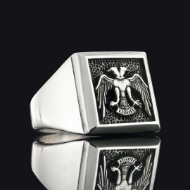 Square Ottoman Seljuk Eagle Ring Men