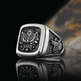 Square Ottoman State Coat of Arms Signet Ring Men