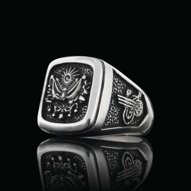 Square Ottoman State Coat of Arms Signet Ring Men