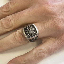 Square Ottoman State Coat of Arms Signet Ring Men