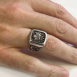 Square Ottoman State Coat of Arms Signet Ring Men