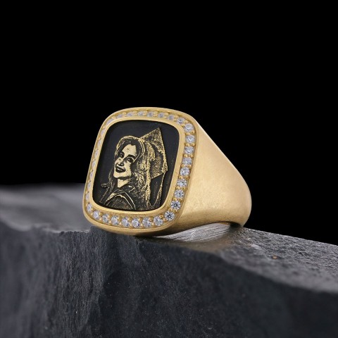 Square Stone Photo Ring, Personalized Photo Ring, Lover Gift Ring, Special Production Photo Ring