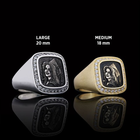 Square Stone Photo Ring, Personalized Photo Ring, Lover Gift Ring, Special Production Photo Ring
