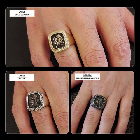 Square Stone Photo Ring, Personalized Photo Ring, Lover Gift Ring, Special Production Photo Ring