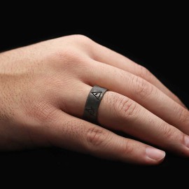 Engraved with Masonic Symbols Ring, Compasses Masonic Ring, Elegant Masonic Ring