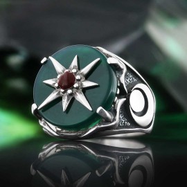 Star Motif Silver Men Ring
