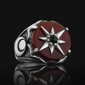 Star Motif Silver Men Ring