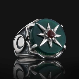 Star Motif Silver Men Ring
