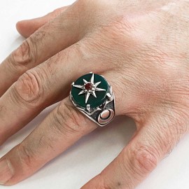 Star Motif Silver Men Ring