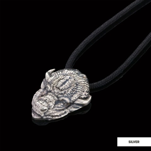 Sterling Silver Bison Pendant