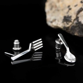 Sterling Silver Handmade Fork Spoon Earring