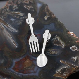 Sterling Silver Handmade Fork Spoon Earring