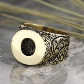 Sterling Silver Handmade Monogram O Bold Alphabet Ring