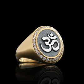 Sterling Silver Handmade Oval Stone Special Om Buddha Women Ring