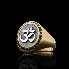 Sterling Silver Handmade Oval Stone Special Om Buddha Women Ring