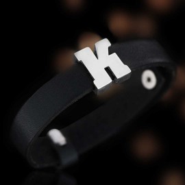 Sterling Silver Letter K Bold Alphabet Bracelet