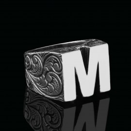 Sterling Silver Monogram Letter M Ring