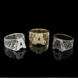 Sterling Silver Monogram A Bold Alphabet Women Ring