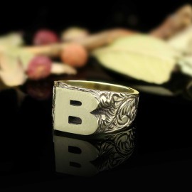 Sterling Silver Monogram B Bold Alphabet Women Ring