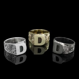 Sterling Silver Monogram D Bold Alphabet Women Ring