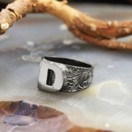 Sterling Silver Monogram D Bold Alphabet Women Ring