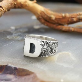 Sterling Silver Monogram D Bold Alphabet Women Ring