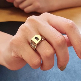 Mens ring designs sale in gold with letters